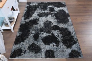 Vintage Distressed Black Rug - Thumbnail