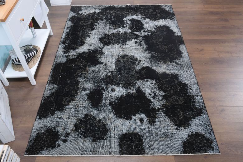 Vintage Distressed Black Rug