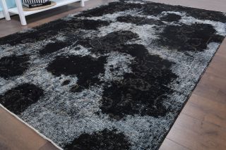 Vintage Distressed Black Rug - Thumbnail