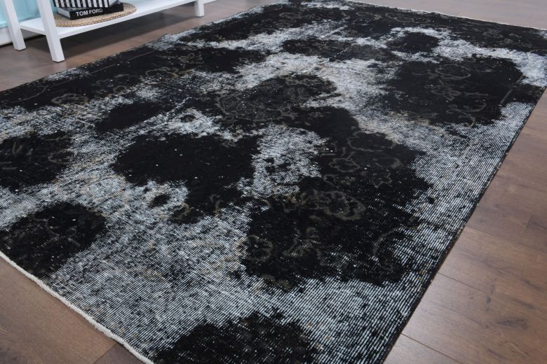 Vintage Distressed Black Rug