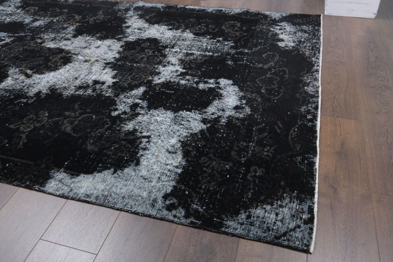 Vintage Distressed Black Rug