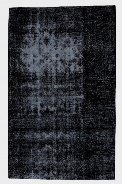 Vintage Turkish Black Area Anatolian Rug