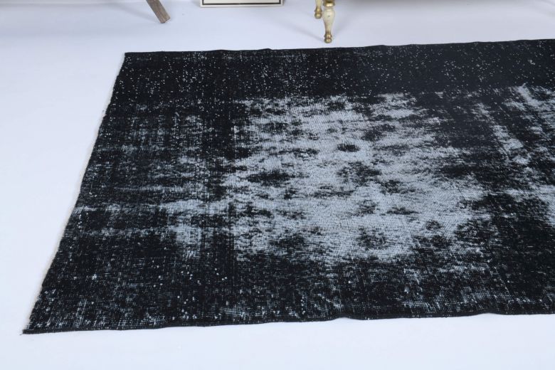 Vintage Turkish Black Area Anatolian Rug