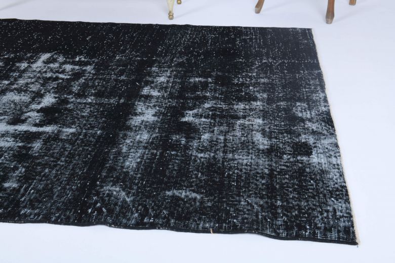 Vintage Turkish Black Area Anatolian Rug