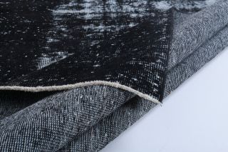 Vintage Turkish Black Area Anatolian Rug - Thumbnail