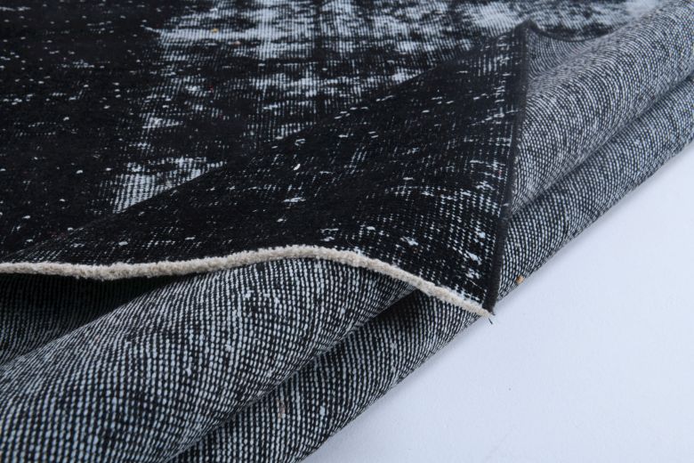 Vintage Turkish Black Area Anatolian Rug