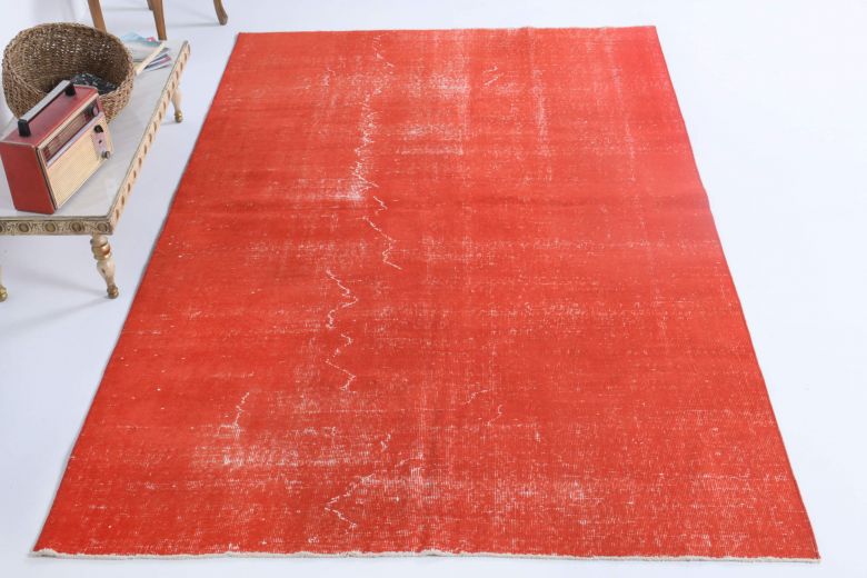 Vintage Red Solid Anatolian Rug