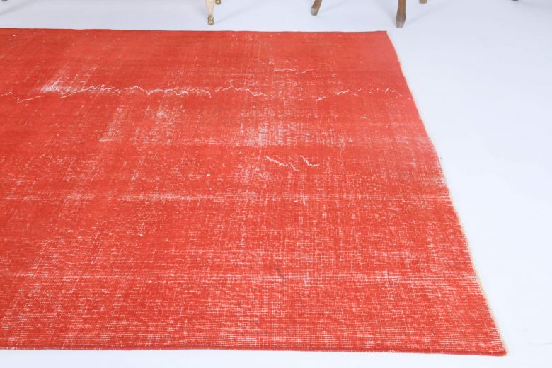 Vintage Red Solid Anatolian Rug