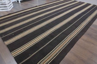 Black Striped Flatweave Carpet - Thumbnail