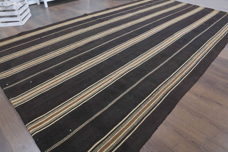 Black Striped Flatweave Carpet