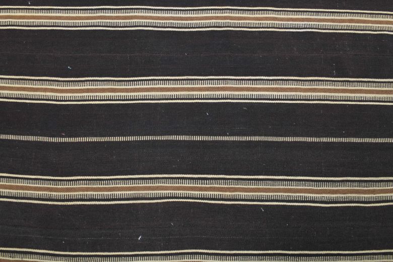 Black Striped Flatweave Carpet