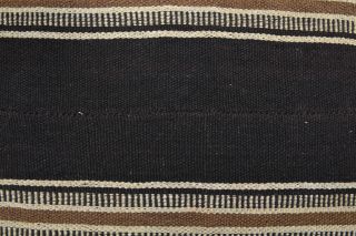 Black Striped Flatweave Carpet - Thumbnail