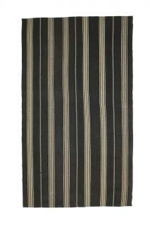 Black Striped Flatweave Carpet - Thumbnail