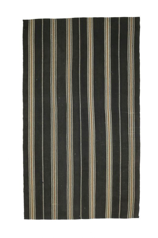 Black Striped Flatweave Carpet