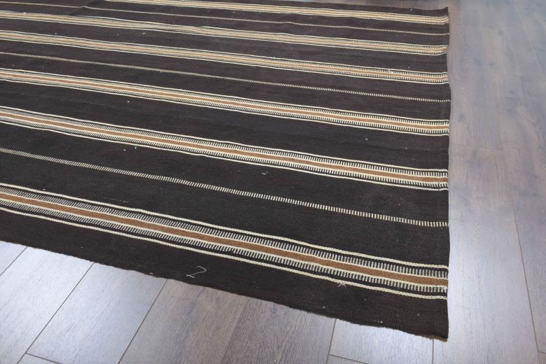 Black Striped Flatweave Carpet