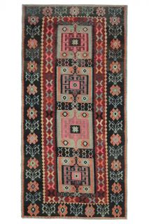 Vintage Wide Runner Cacim Rug - Thumbnail