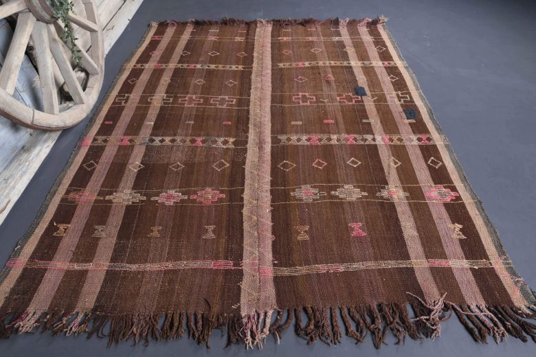 Vintage Striped Kilim Area Rug