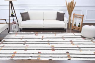 Vintage White Kilim Area Rug - Thumbnail