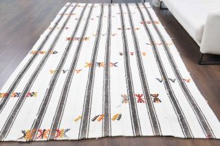 Vintage White Kilim Area Rug - Thumbnail