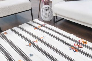 Vintage White Kilim Area Rug - Thumbnail