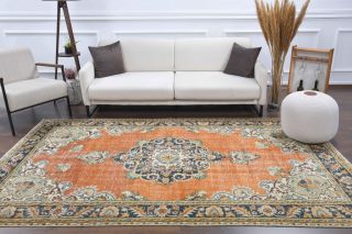 Oriental Turkish Vintage Large Area Rug - Thumbnail