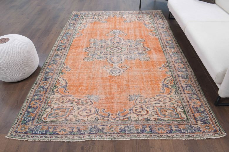 Orange Oriental Vintage Area Rug