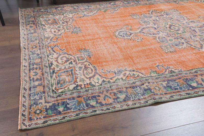 Orange Anatolian Oriental Vintage Area Rug