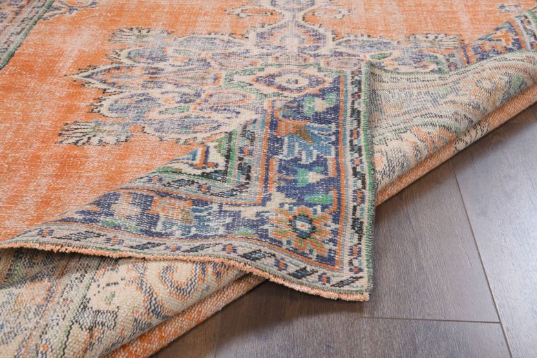 Orange Anatolian Oriental Vintage Area Rug