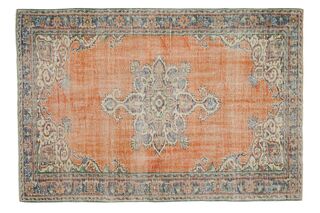 Orange Anatolian Oriental Vintage Area Rug - Thumbnail