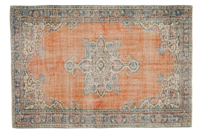 Orange Anatolian Oriental Vintage Area Rug