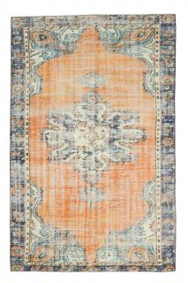 Vintage Orange Oriental Area Rug - Thumbnail