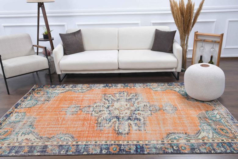 Vintage Orange Oriental Area Rug