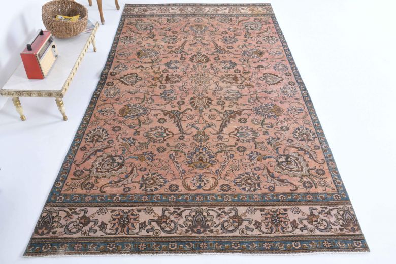 Vintage Area Rug - Salmon Colored