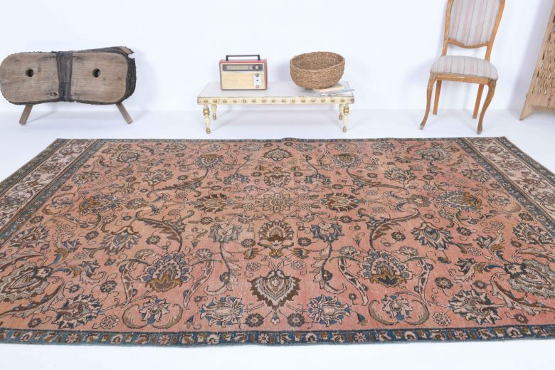 Vintage Area Rug - Salmon Colored