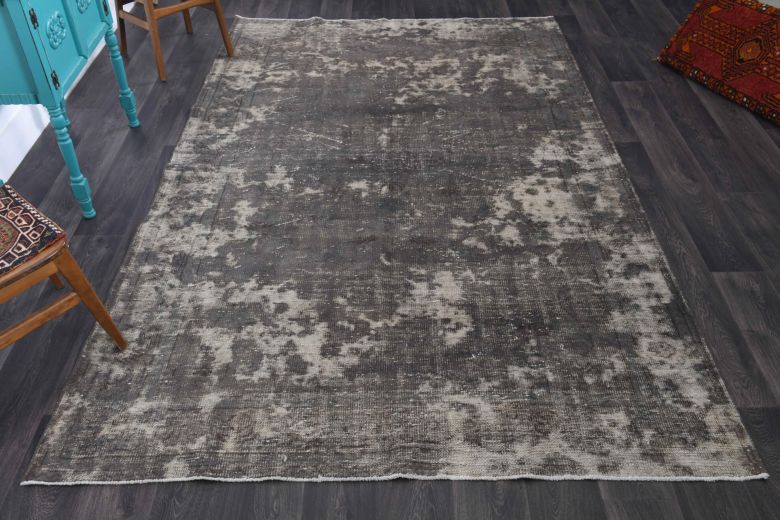 Distressed Black Anatolian Vintage Area Rug