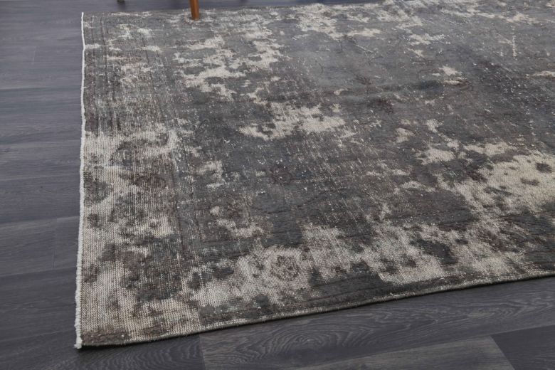Distressed Black Anatolian Vintage Area Rug