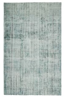 Distressed Vintage Green Rug - Thumbnail