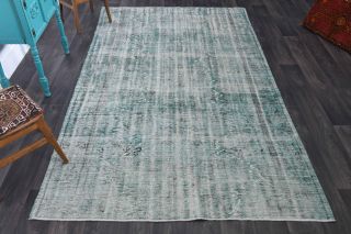 Distressed Vintage Green Rug - Thumbnail