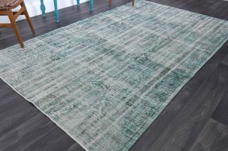 Distressed Vintage Green Rug - Thumbnail