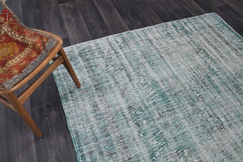 Distressed Vintage Green Rug