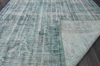 Distressed Vintage Green Rug - Thumbnail