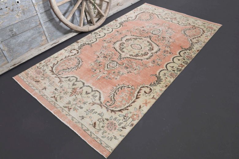 Vintage Orange Area Anatolian Rug