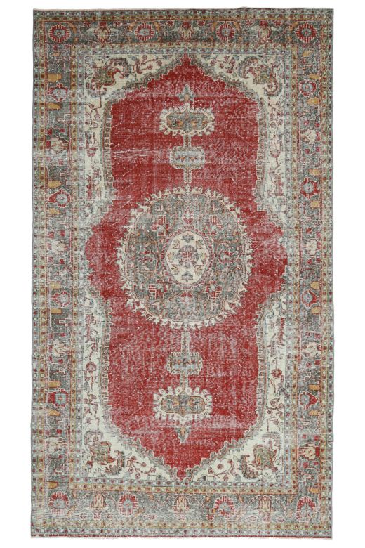 1960s- Red Colored - Medallion - Vintage Rug