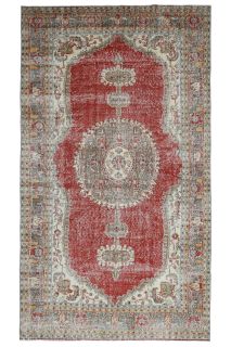 1960s- Red Colored - Medallion - Anatolian Vintage Rug - Thumbnail
