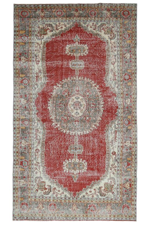 1960s- Red Colored - Medallion - Anatolian Vintage Rug