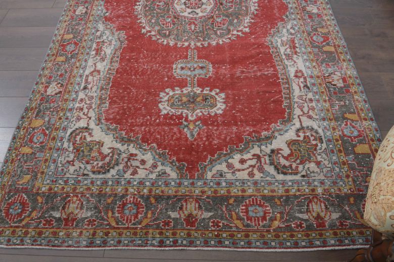 1960s- Red Colored - Medallion - Anatolian Vintage Rug