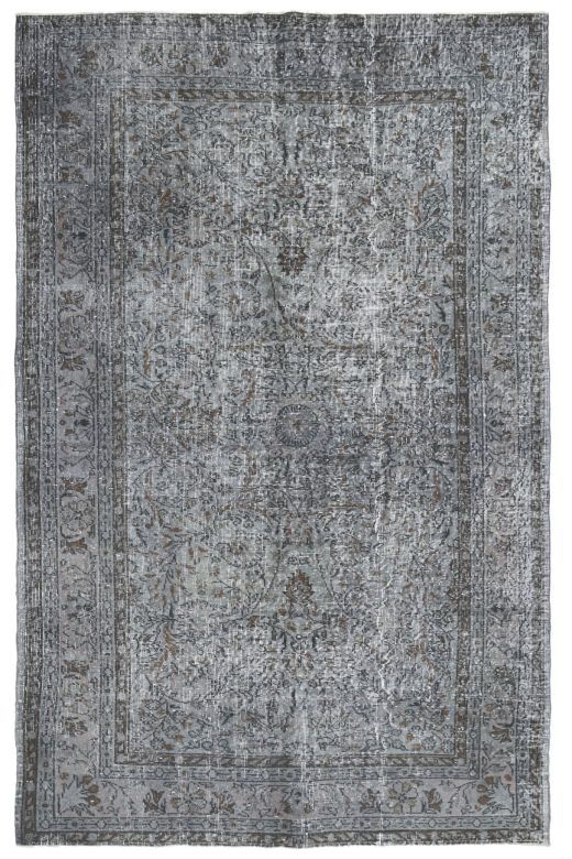 Vintage Gray Floral Rug 