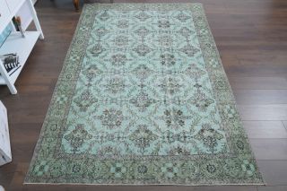 Mint Floral - Vintage Area Hereke Rug - Thumbnail