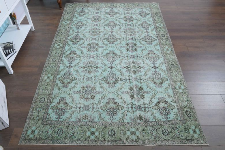 Mint Floral - Vintage Area Hereke Rug