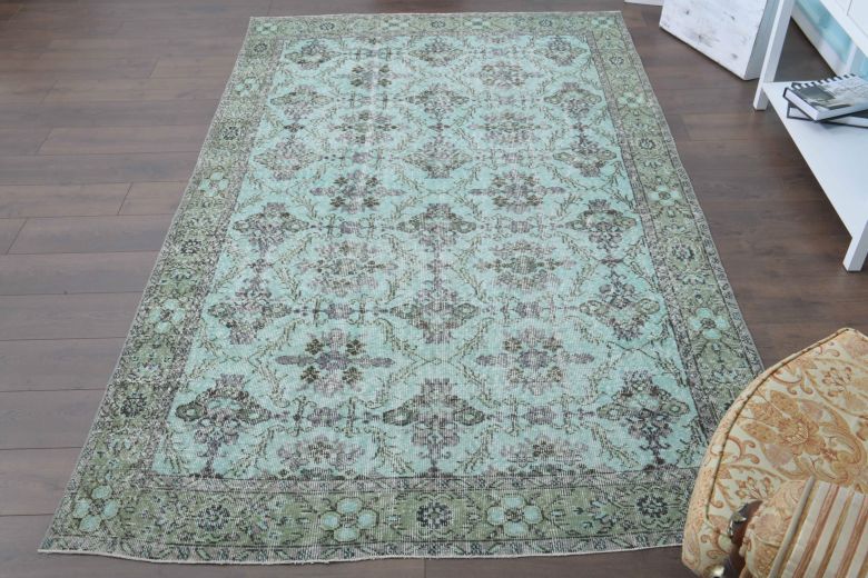Mint Floral - Vintage Area Hereke Rug